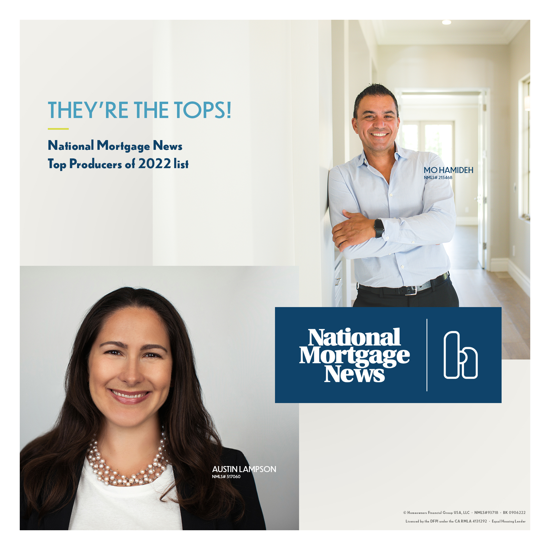 Austin Lampson and Mo Hamideh Named 2022 Top Producers by National Mortgage News