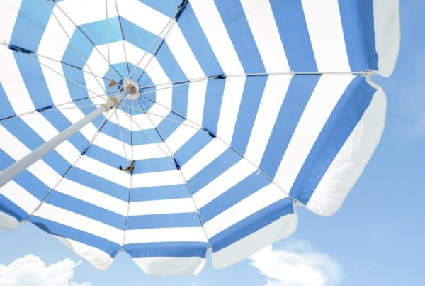 blue striped umbrella