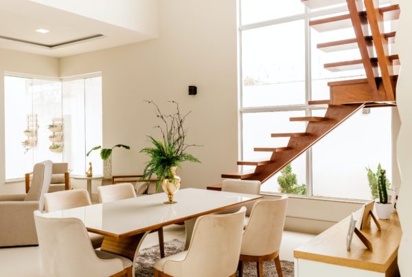 Dining room with staircase