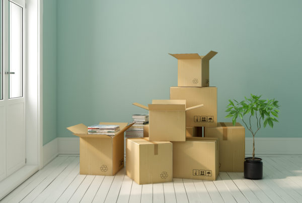 vecteezy interior room with packed cardboard boxes for relocation in d rendering
